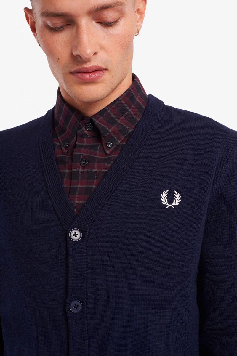 Navy Fred Perry Classic Cardigan Men's Knitwear | PH 1287EBCX